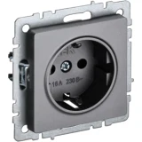 IEK BRITE Розетка 1-местная с заземлением с защитными шторками 16А РС14-1-0-БрС сталь