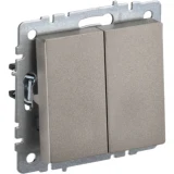IEK BRITE Выключатель 2-клавишный 10А ВС10-2-0-БрШ шампань