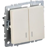 IEK BRITE Выключатель 2-клавишный с индикацией 10А ВС10-2-1-БрКр бежевый