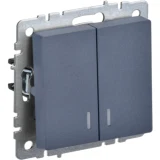 IEK BRITE Выключатель 2-клавишный с индикацией 10А ВС10-2-1-БрМ маренго
