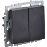 IEK BRITE Выключатель 2-клавишный проходной 10А ВС10-2-6-БрЧ черный