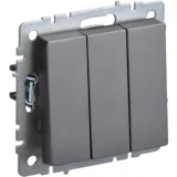 IEK BRITE Выключатель 3-клавишный 10А ВС10-3-0-БрС сталь