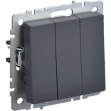IEK BRITE Выключатель 3-клавишный 10А ВС10-3-0-БрГ графит