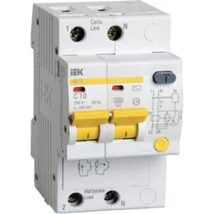 IEK Дифференциальный автоматический выключатель АД12 2Р 10А 100мА - MAD10-2-010-C-100 IEK Дифференциальный автоматический выключатель АД12 2Р 10А 100мА - MAD10-2-010-C-100