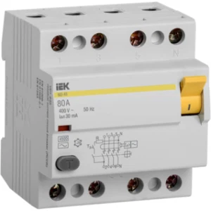 IEK Выключатель дифференциальный (УЗО) ВД1-63 4Р 80А 30мА - MDV10-4-080-030 IEK Выключатель дифференциальный (УЗО) ВД1-63 4Р 80А 30мА - MDV10-4-080-030