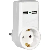 IEK Адаптер Т-01/01 1 место 2P+PE 16А 2хUSB 2,1A белый