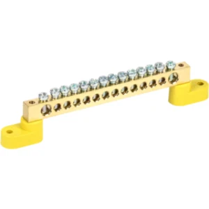 IEK Шина PE "земля" на двух угловых изоляторах ШНИ-8х12-14-У2-Ж - YNN10-812-14C2-K05 IEK Шина PE "земля" на двух угловых изоляторах ШНИ-8х12-14-У2-Ж - YNN10-812-14C2-K05